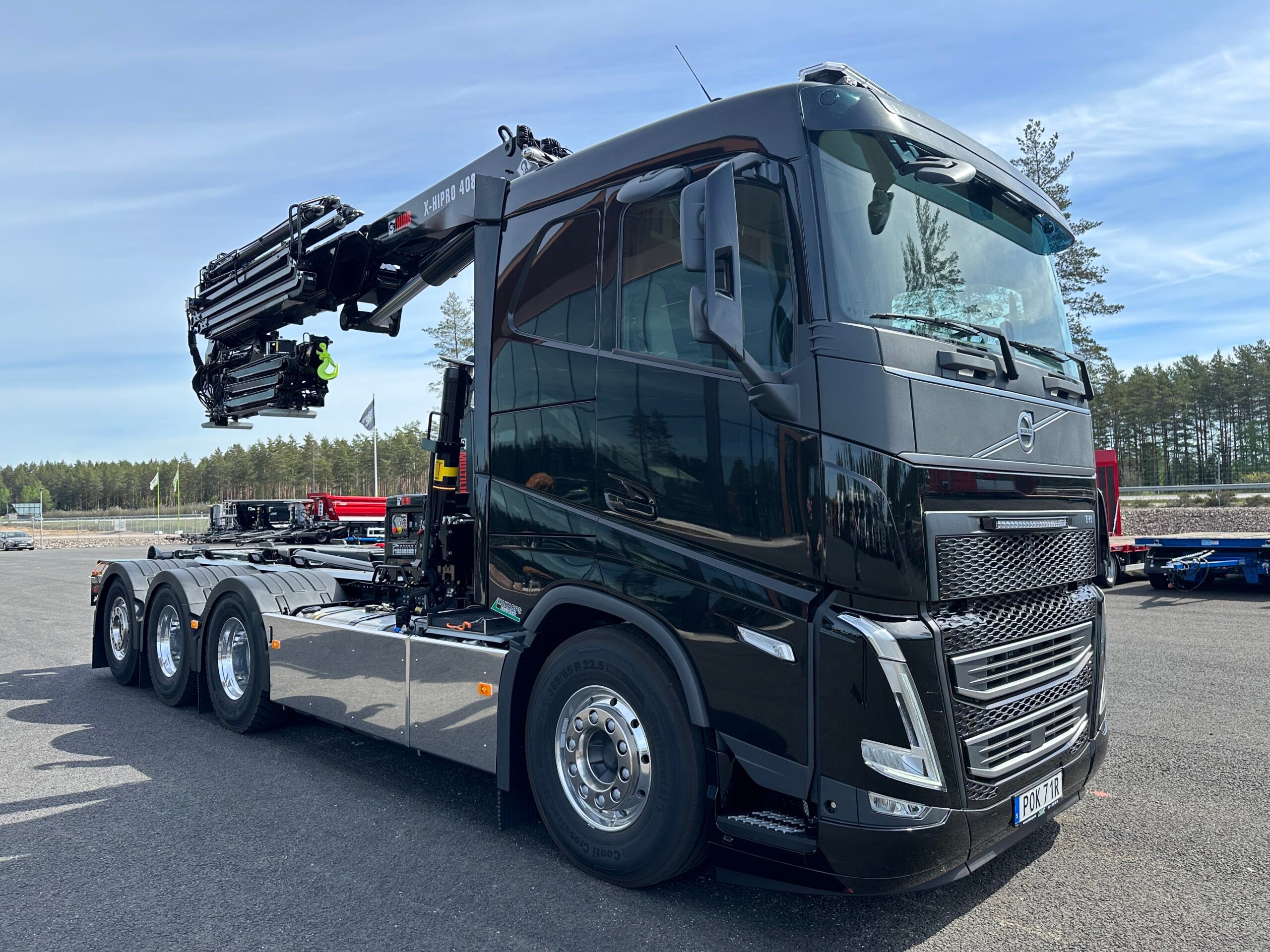 Volvo FH500 Tridem kranväxlare Hiab 408 E6 med jibb