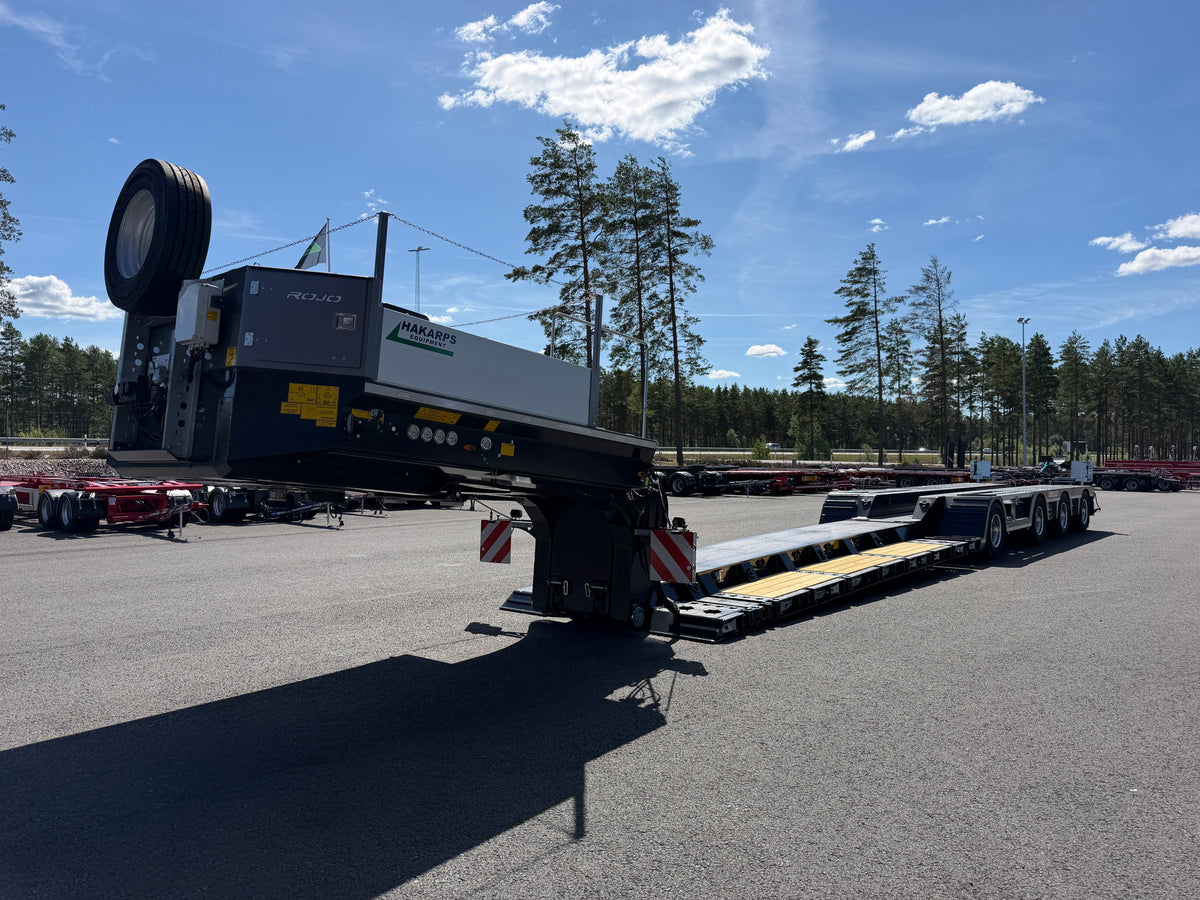 4 axlad ROJO maskintrailer avbröstningsbar svanhals med trumbon