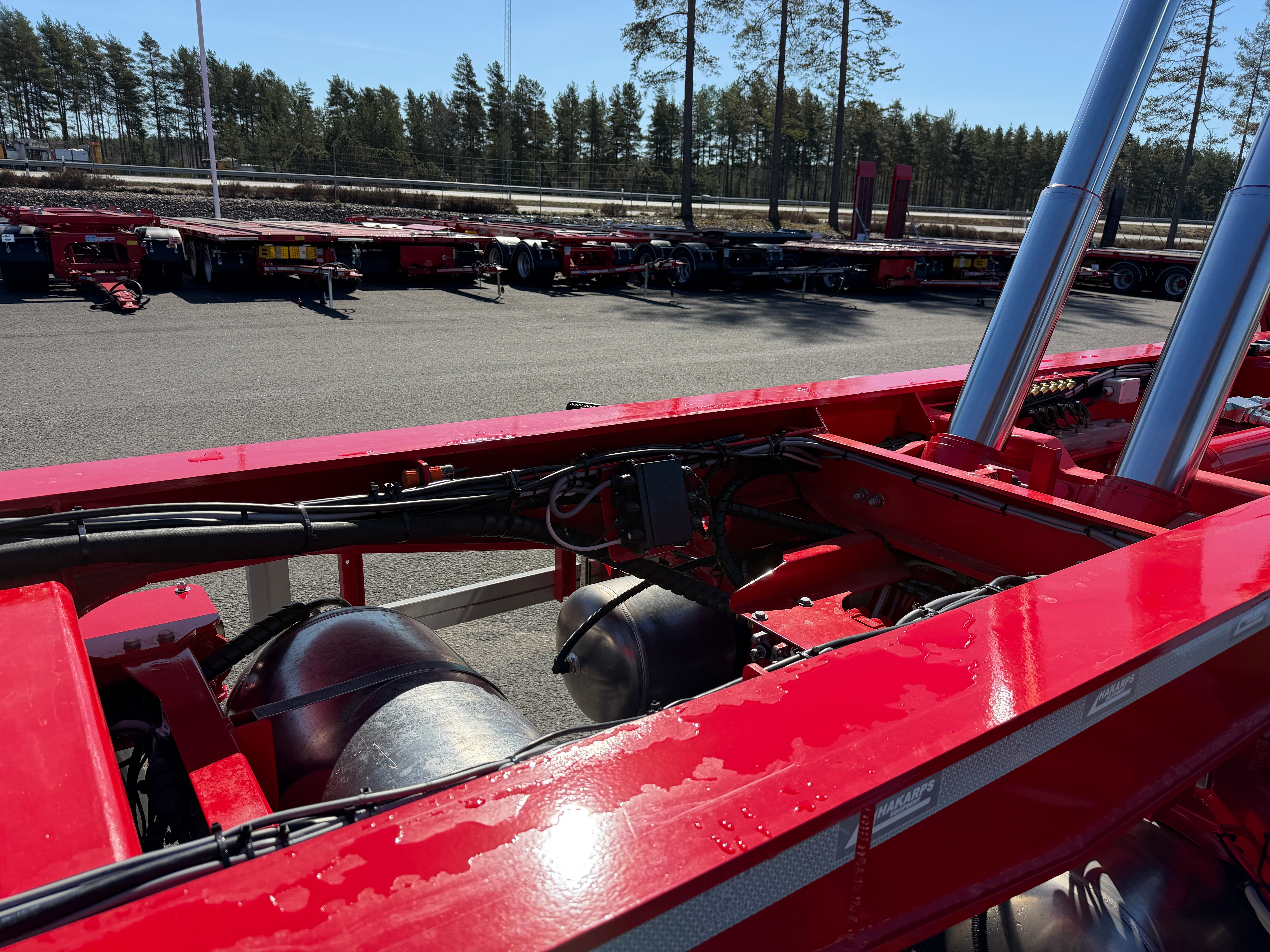 5 axlad 42 tons lastväxlarvagn med tipp, skjutbar boggie och flak