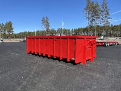 Röd snöcontainer.